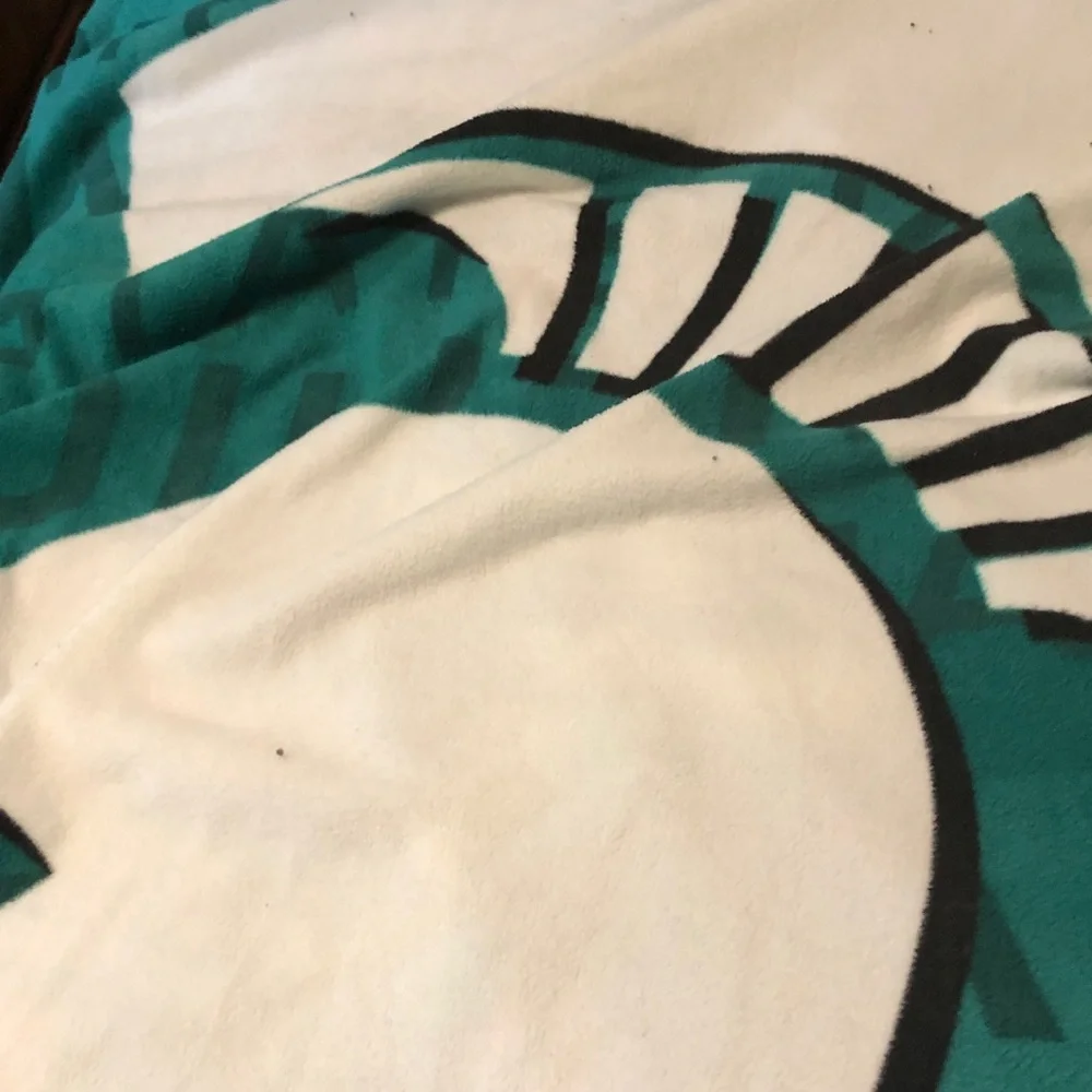 Teal and White Graphic Plush Blanket